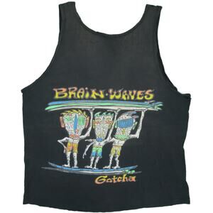 Vintage Gotcha Brain Waves Surfer Surf Skate Grunge Tank Top Muscle Tee T Shirt